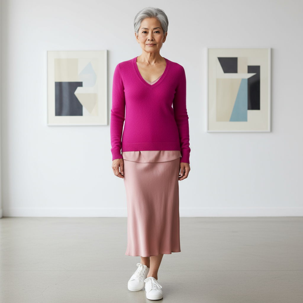 V-Neck Ultralight – Fuxia (100% Cashmere)