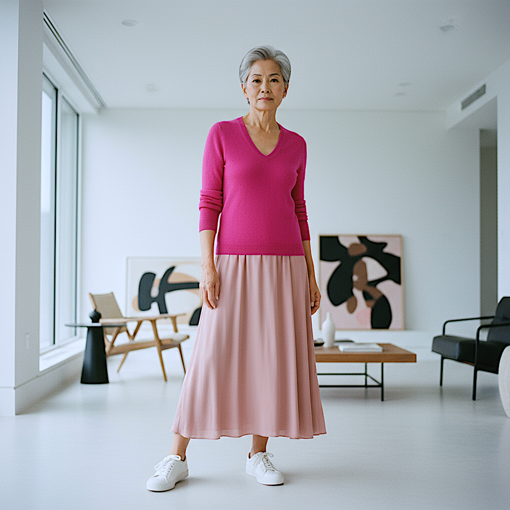 V-Neck Ultralight – Fuxia (100% Cashmere)