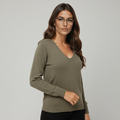 V-Neck Pullover in Verde Commodoro 100% Cashmere