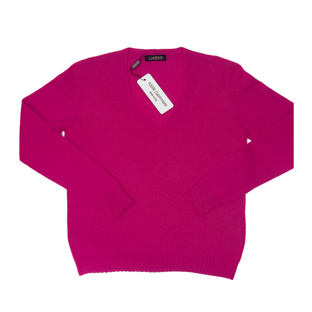 V-Neck Ultralight – Fuxia (100% Cashmere)