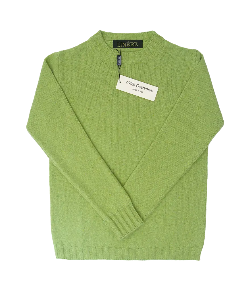 Kaschmirpullover Damen Rundhals Verde Acido – 100% Cashmere | Linére