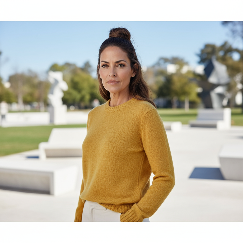 Rundhals Cashmere – Ocra (100% Cashmere)