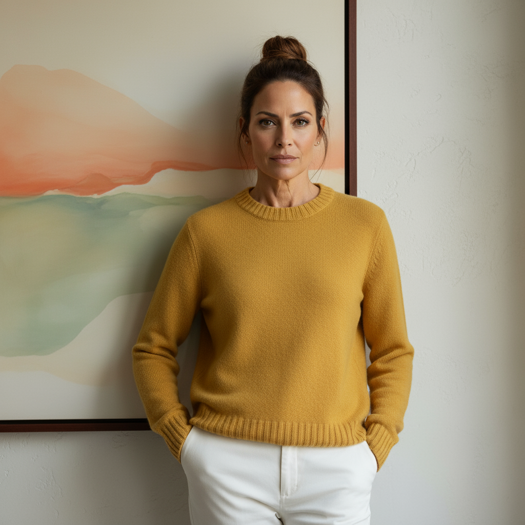 Rundhals Cashmere – Ocra (100% Cashmere)