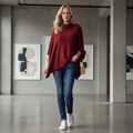 Poncho Cashmere – Bordeaux (100% Cashmere)