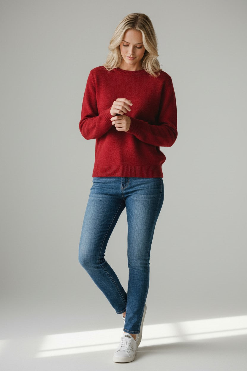 Rundhals Cashmere – Rosso (100% Cashmere)