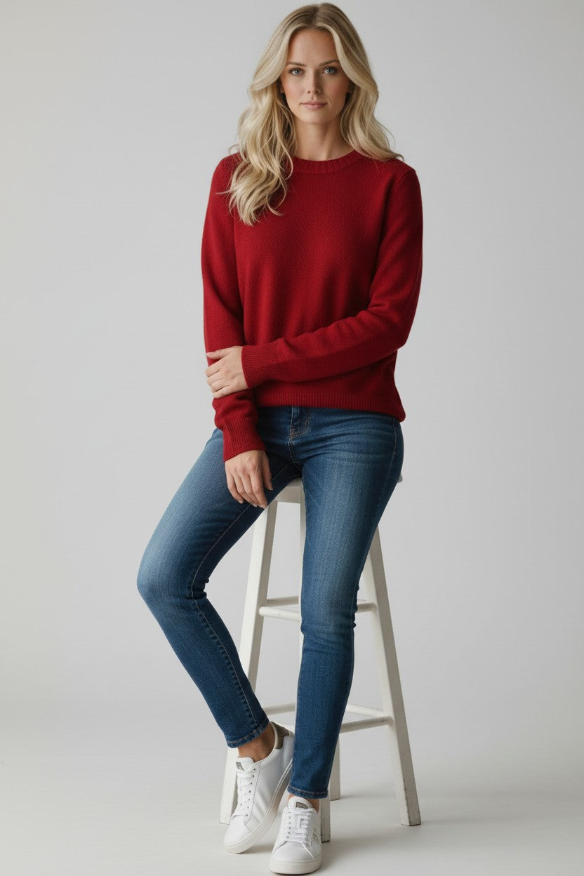 Rundhals Cashmere – Rosso (100% Cashmere)