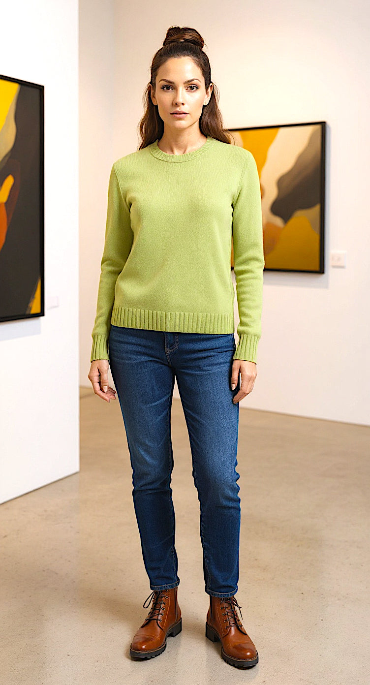 Girocollo in cashmere – Verde Acido (100% cashmere)