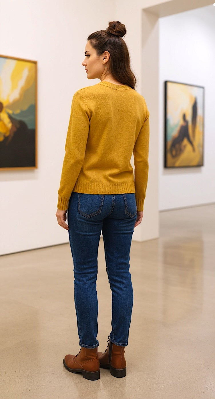 Rundhals Cashmere – Ocra (100% Cashmere)
