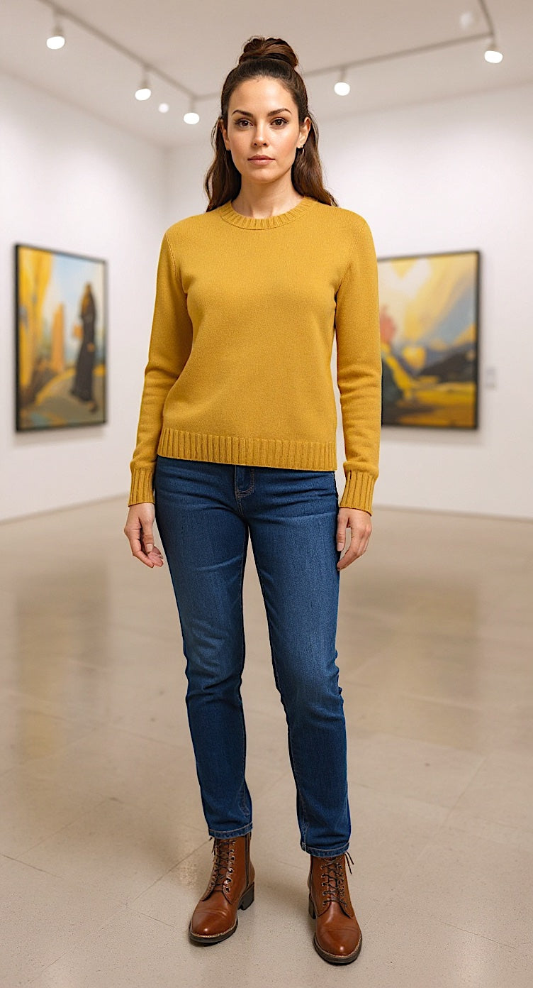 Girocollo in cashmere – Ocra (100% cashmere)