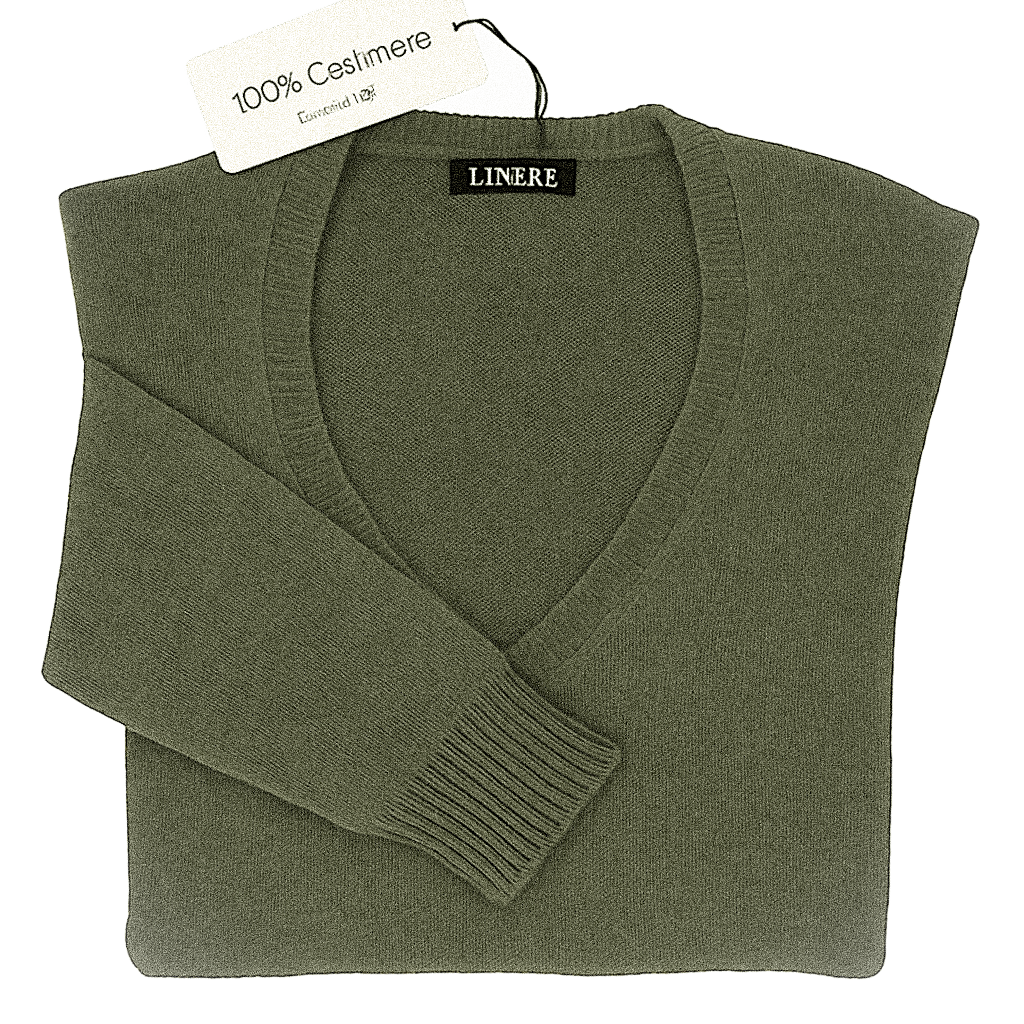 V-Neck Ultralight – Verde Comodoro (100% Cashmere)