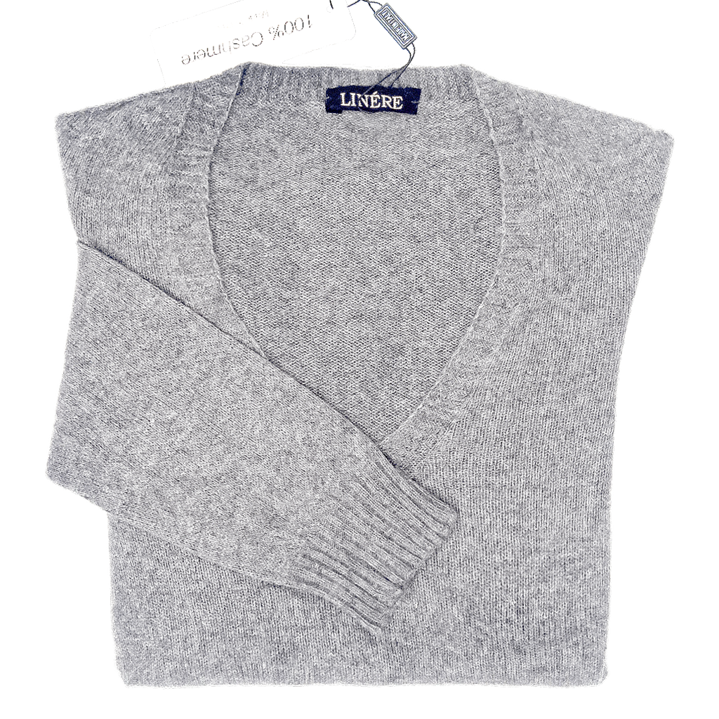 V-Neck Ultralight – Grigio Perla (100% Cashmere)