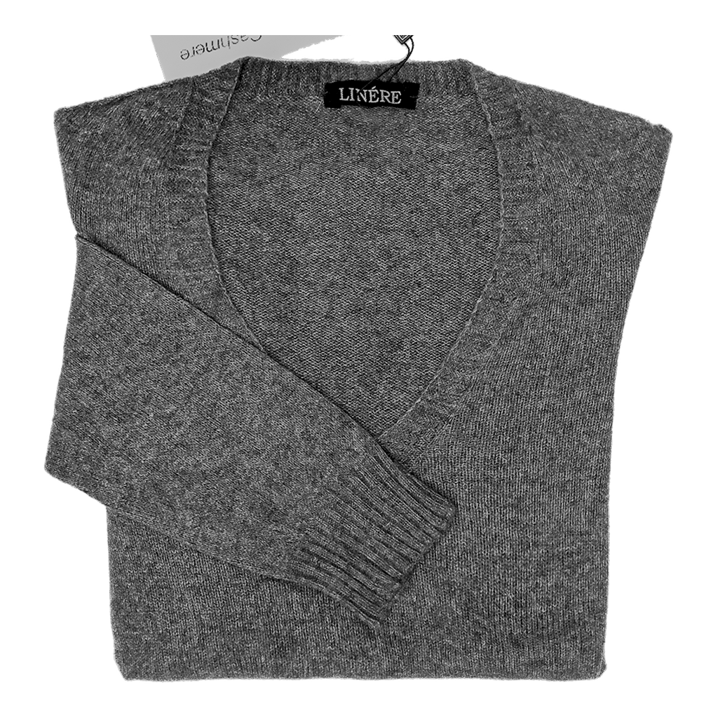 V-Neck Ultralight – Grigio M (100% Cashmere)