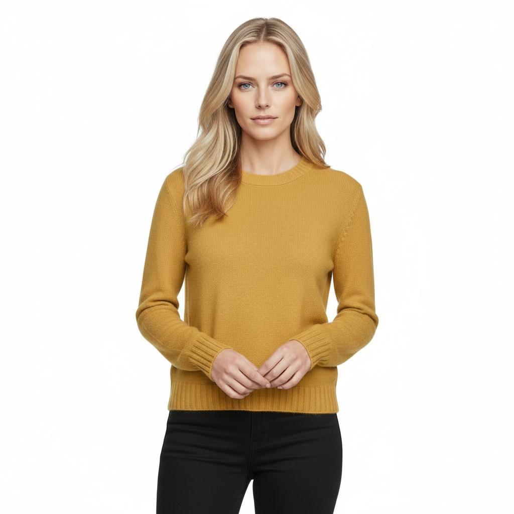 Rundhals Cashmere – Ocra (100% Cashmere)