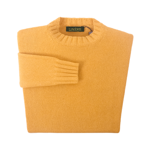 Cashmere Pullover Damen Rundhals Ocra  | Made in Italy – Linére