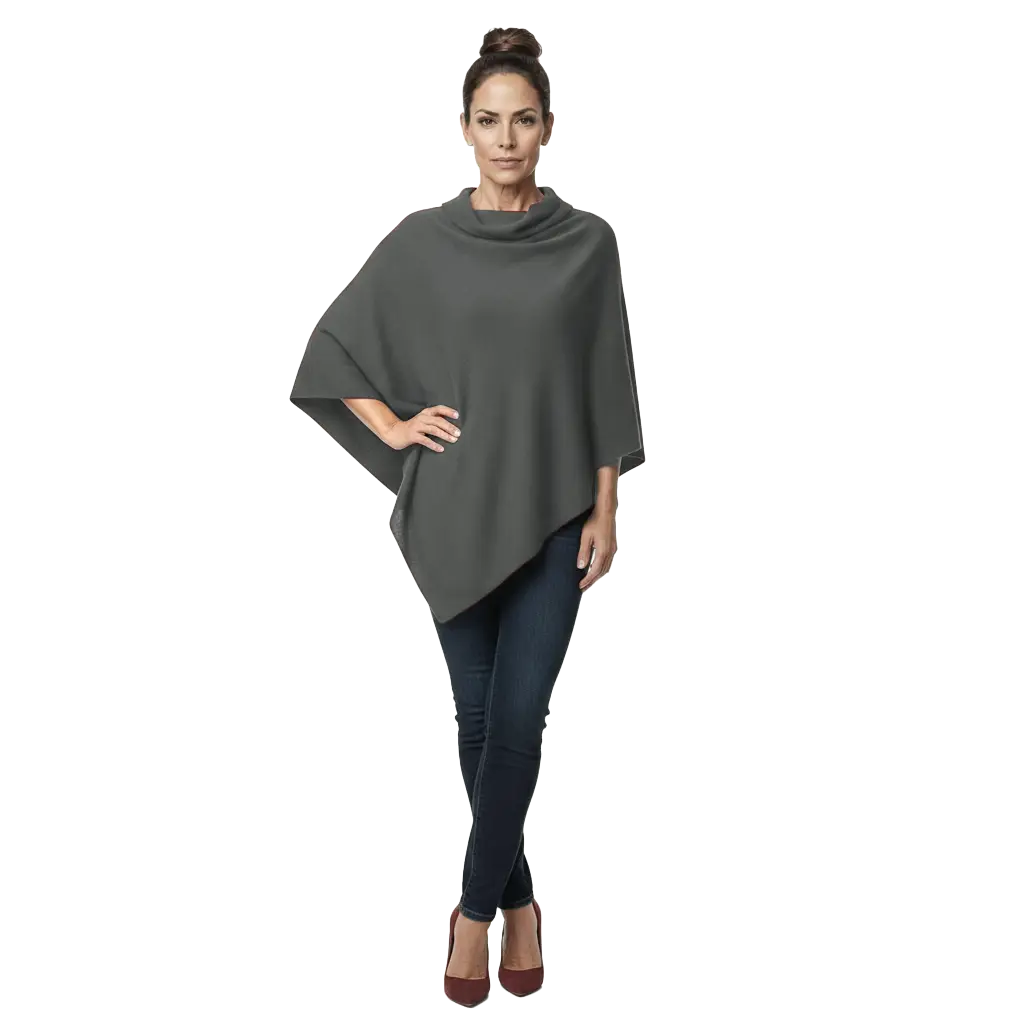 Poncho Cashmere – Grigio Perla (100% Cashmere)