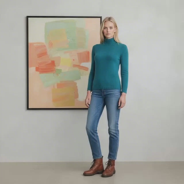 Rollkragen Cashmere – Petrolio (100% Cashmere)